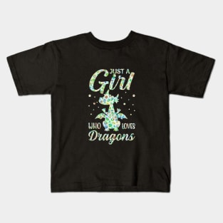 Just A Girl Who Loves Dragons, Rainbow Leopard Kids T-Shirt